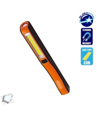 Mini Φορητός Φακός PEN COB LED Πορτοκαλί Χρώμα GloboStar 07011